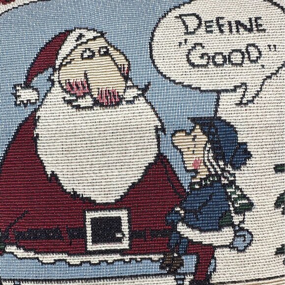 Vintage Hallmark Shoebox Christmas Tapestry Pillow Funny Santa Decor 1990s - Picture 4 of 9